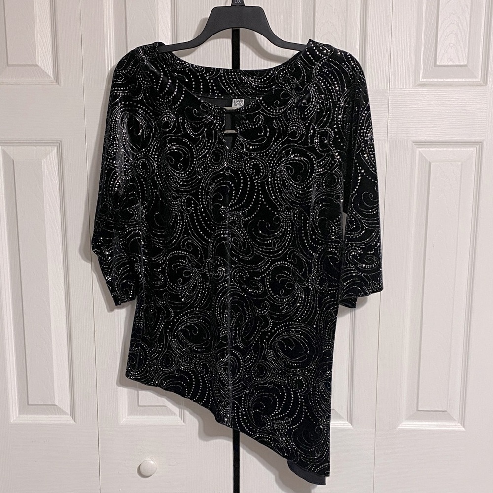Women's Studio 1940 Black & Sparkled Velvet Blouse Top shirt size 18 / 20